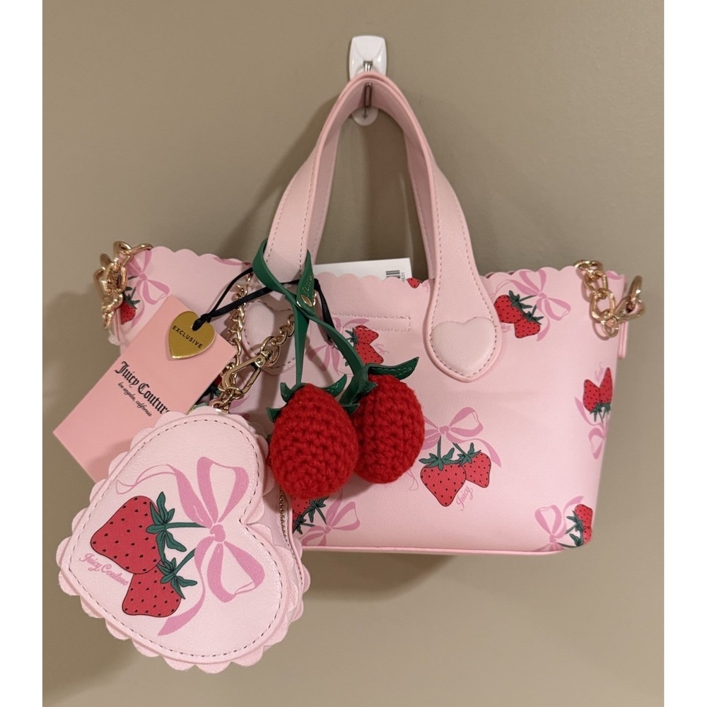 Juicy Couture Sweet Strawberry‎ Mini Tote With Coin Pouch And Detachable...